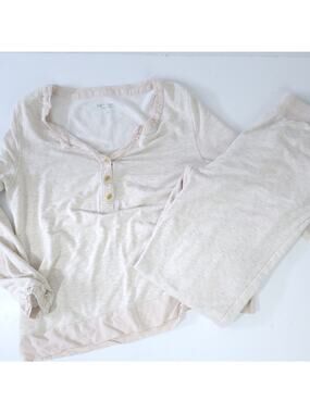 Soft Surroundings 2 Piece Loungewear Casual Set Medium Oatmeal/Cream Casual